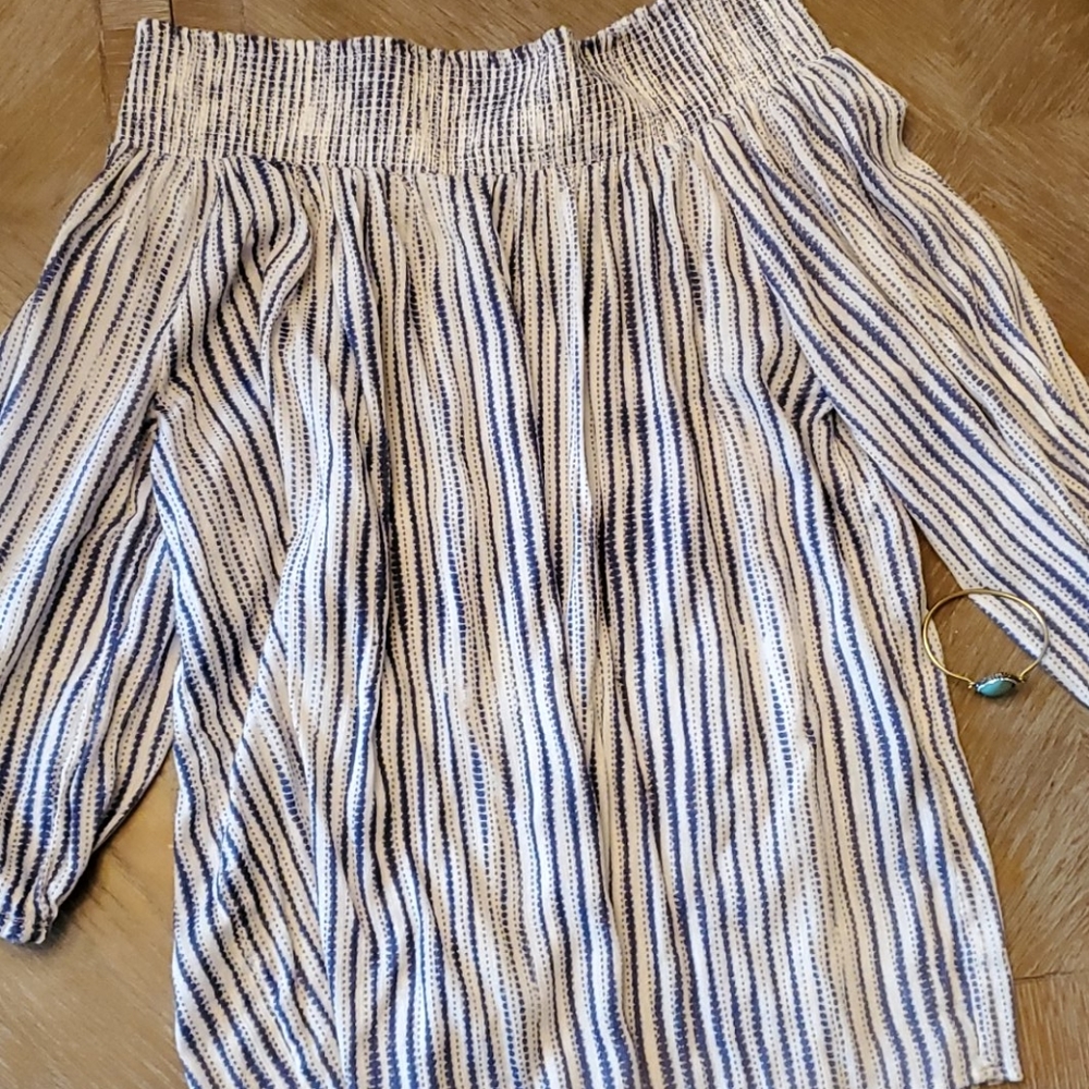 Blue & White off-the-shoulder